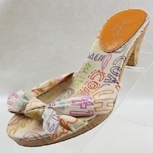 Coach Karen Graffiti Poppy Pop Cork Heel Sandals 9